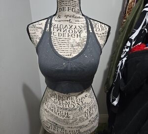 MTA Sport Gray & Blue Racerback Sports Bras